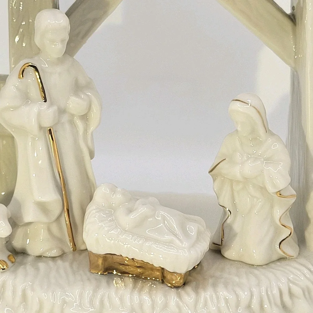 Mikasa Holiday Elegance Nativity Tealight Holder Off-White‎ Fine China Christmas